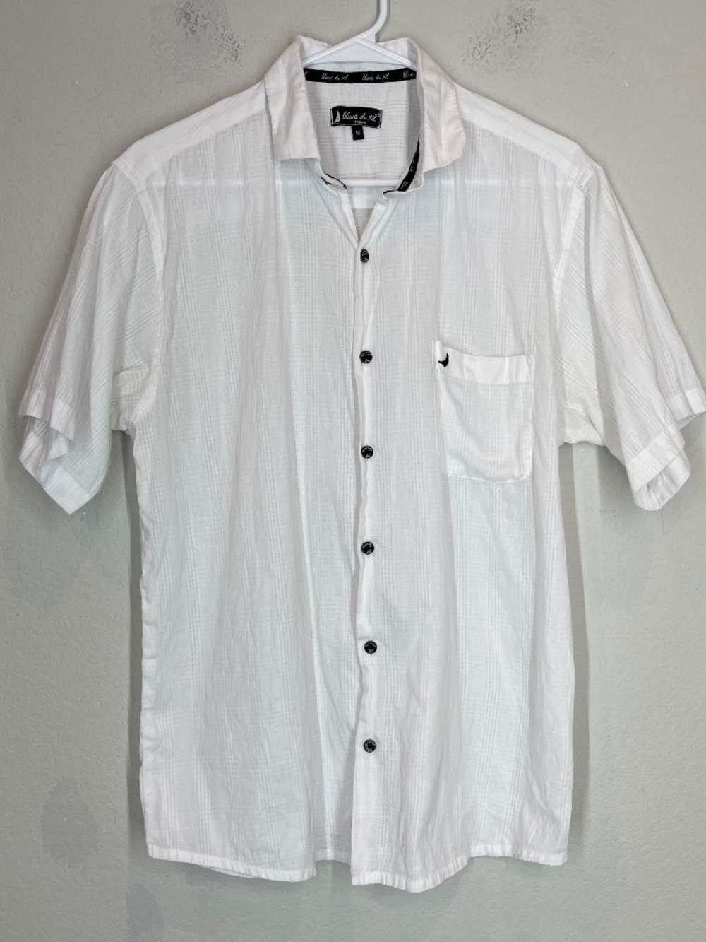 Blanc Du Nil Men's Button Up Shirt Size M White Cotton Resort Short Sleeve